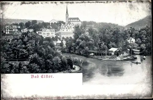 Ak Bad Elster im Vogtland, Ortspartie am Wasser