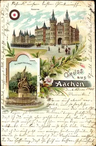 Litho Aachen in Nordrhein Westfalen, Kaserne, Kriegerdenkmal