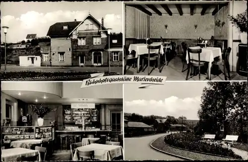 Ak Marienheide, Teilansichten der Bahnhofsgaststätte, O. Mürmann, Speiseraum, Bar