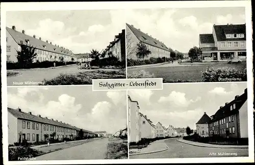 Ak Lebenstedt Salzgitter Niedersachsen, Neuer Mühlenweg, Utschenkamp, Feldstraße Alter Mühlenweg