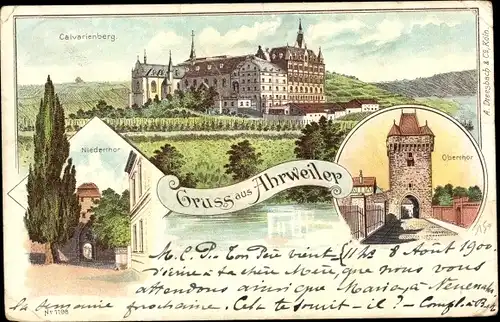 Litho Bad Neuenahr Ahrweiler in Rheinland Pfalz, Kalvarienberg, Nidertor, Obertor