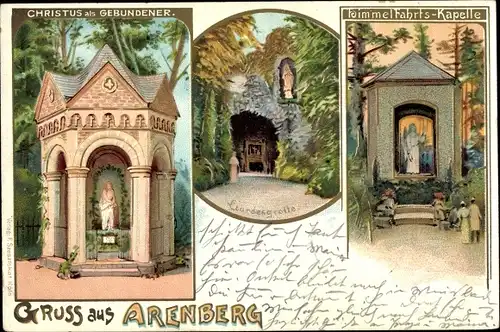 Litho Arenberg Koblenz Rheinland Pfalz, Christus als Gebundener, Lourdesgrotte, Himmelfahrtskappelle