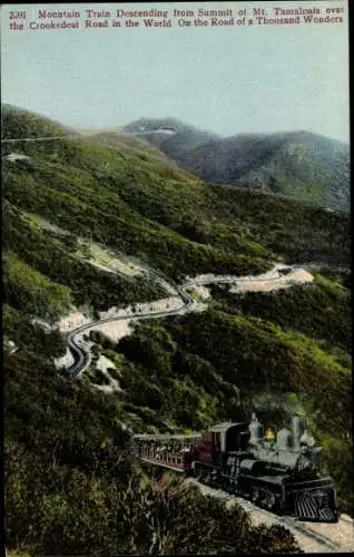 Ak Kalifornien USA, Mountain train descending from summit of Mt. Tamalpais,Road of aThousand Wonders