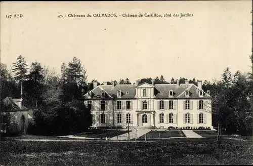 Ak Castillon Calvados, Le Chateau, Cote des Jardins