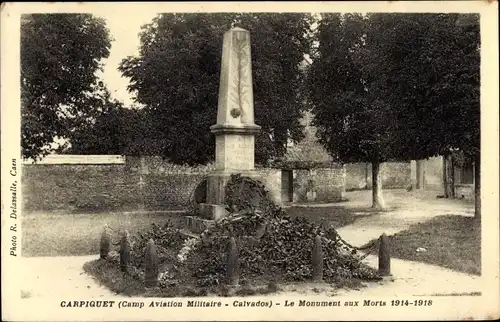 Ak Carpiquet Calvados, Le Monument aux Morts 1914-1918