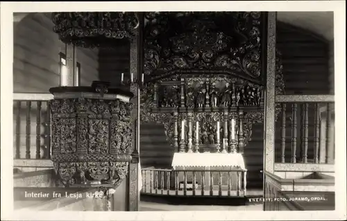Ak Lesja Norwegen, Kirche, Innenansicht