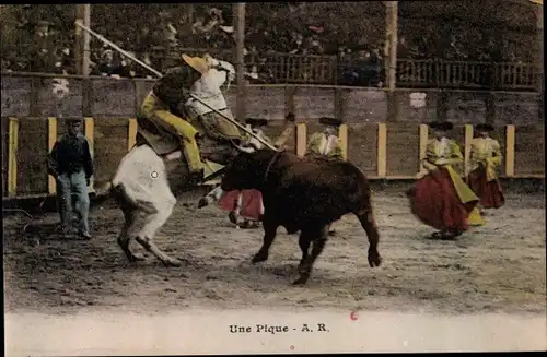Ak Corrida de Toros, une Pique, Stierkampf