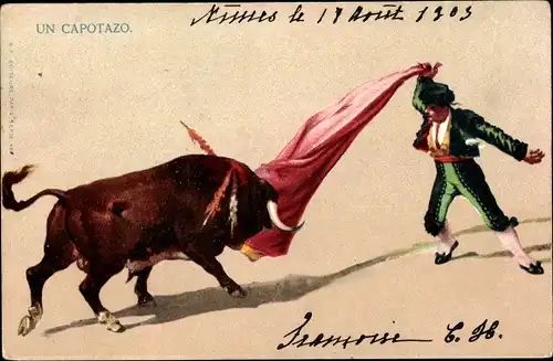 Litho Un Capotazo, Stierkampf, Matador