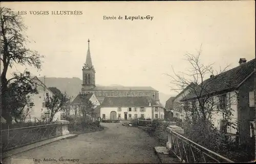 Ak Lepuix Gy Territoire de Belfort, Dorfpartie mit Kirche