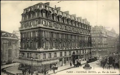 Ak Paris I., Central Hotel, Rue du Louvre