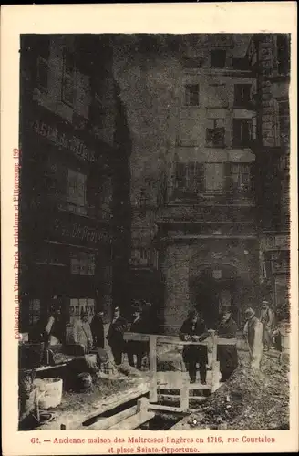 Ak Paris I, Ancienne Maison des Maîtresses lingères en 1716, Rue Courtalon, Place Sainte Opportune