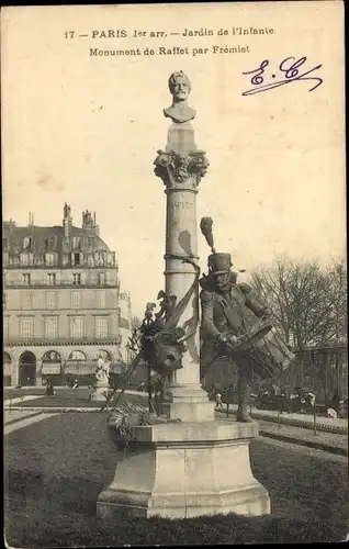 Ak Paris I., Jardin de l'Infante, Monument de Raffet par Fremiet