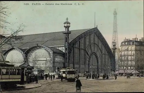 Ak Paris VII, Galerie des Machines, Tramway