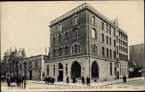 Ak Paris VII, Association Valentin hauy pour le bien des Aveugles, Rue Durooc