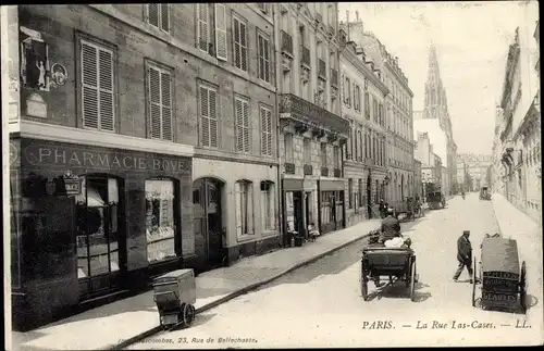 Ak Paris VII, Rue Las-Cases, Pharmacie Bove, Kutsche, Karren