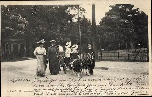 Ak Paris XVI., Paris Vecu, Au Jardin d'Acclimatation, Ziegenkutsche
