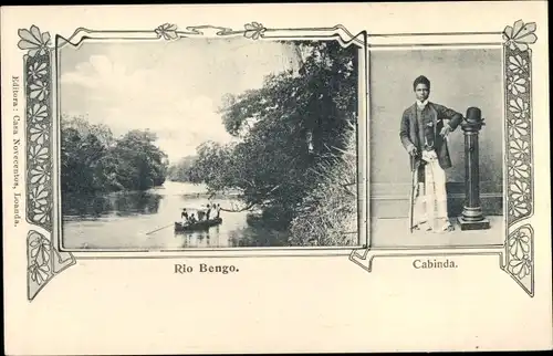 Jugendstil Passepartout Ak Angola, Rio Bengo, Cabinda