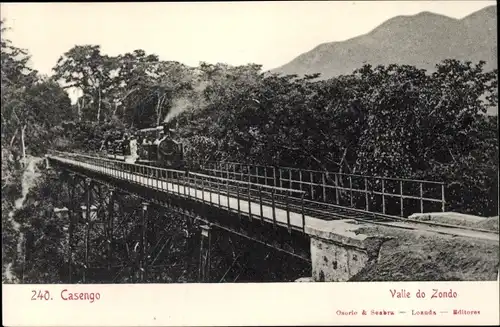 Ak Casengo Angola, Valle do Zondo, Eisenbahn, Dampflok