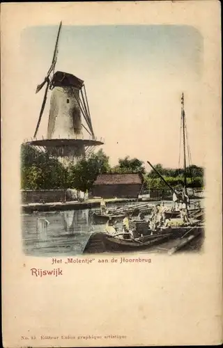 Ak Rijswijk Südholland Niederlande, Het Molentje aan de Hoornbrug, Windmühle