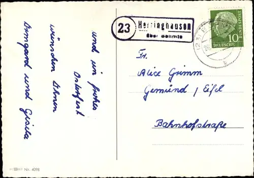 Ak Landpoststempel Herringhausen über Bohmte, 23