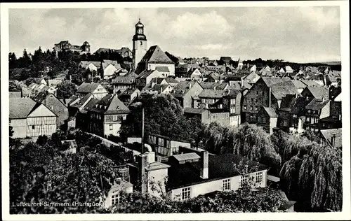 Ak Simmern im Rhein Hunsrück Kreis, Teilansicht der Stadt, Wohnhäuser, Kirche, Buka 244