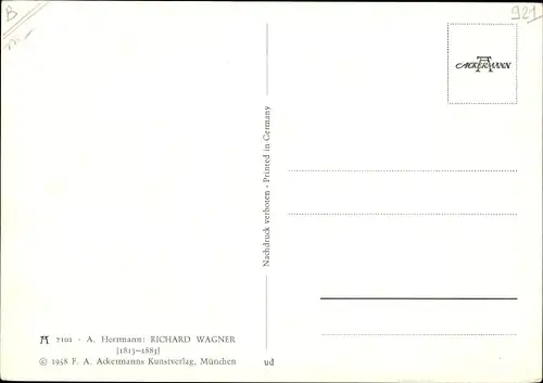 Künstler Ak Herrmann, A., Komponist, Dramatiker und Dichter Richard Wagner, Ackermann 7101