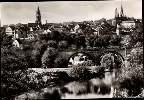 Ak Rottweil am Neckar, König Karls Brücke, Blick auf die Stadt