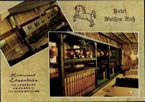 Ak Lüneburg in Niedersachsen, Hotel Weißes Roß, Restaurant Löwenbräu