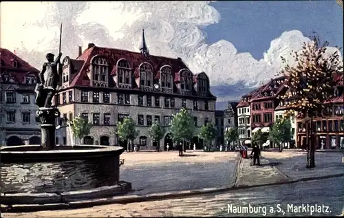 Künstler Ak Naumburg an der Saale, Partie auf dem Marktplatz