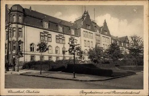 Ak Clausthal Zellerfeld im Oberharz, Bergakademie und Roemerdenkmal
