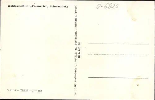 Ak Schwarzburg in Thüringen, Waldgaststätte Fasanerie