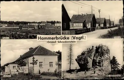Ak Hammerbrücke Muldenhammer im Vogtland, Siedlung, Kulturhaus, Schneckenstein