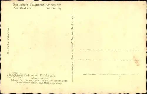 Ak Kriebstein Mittelsachsen, Talsperre, Sperrmauer, Schloss, Gaststätte, Motorboote