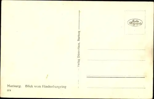 Ak Marburg an der Lahn, Blick vom Hindenburgring