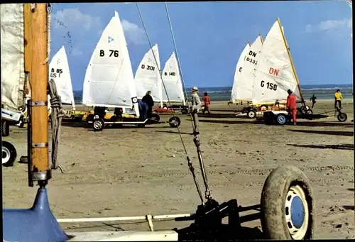 Ak De Belgische Kust, Zeilwagens, Aeroplages, Strandsegeln