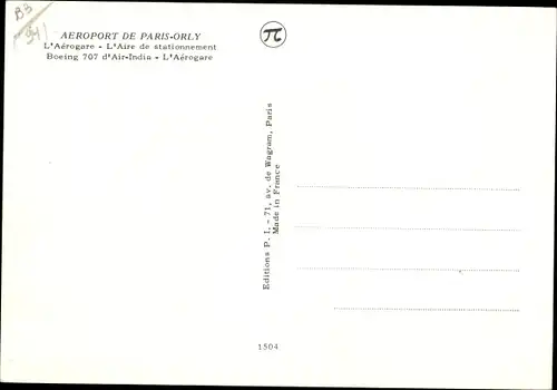Ak Aeroport de Paris Orly, L'Aerogare, L'Aire de stationnement, Boeing 707 d'Air India