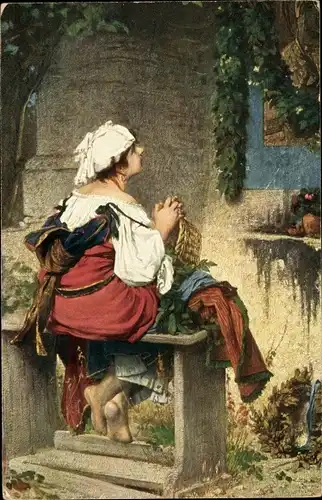 Künstler Ak Kuntz, Betende römische Pilgerin