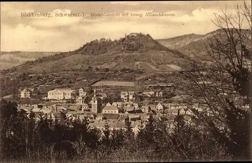 Ak Bad Blankenburg in Thüringen, Gesamtansicht m. evang. Allianzhäusern