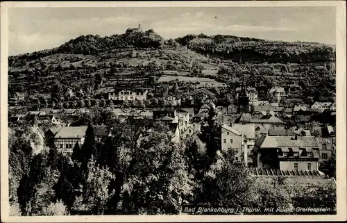 Ak Bad Blankenburg in Thüringen, Teilansicht mit Ruine Greifenstein