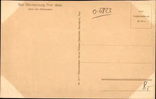 Ak Bad Blankenburg in Thüringen, Blick vom Greifenstein auf den Ort