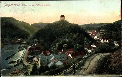 Ak Ziegenrück an der Saale Thüringen, Blick von der Pohlmannsbank