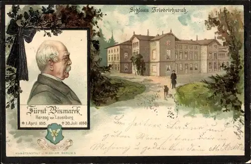 Litho Friedrichsruh Aumühle Niedersachsen, Otto von Bismarck, Herzog zu Lauenburg, Bundeskanzler