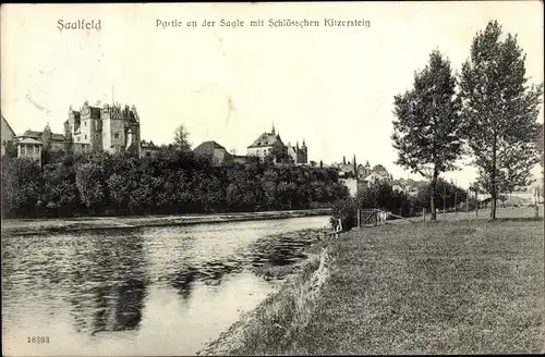 Ak Saalfeld an der Saale Thüringen, Schlösschen Kitzerstein an der Saale gelegen