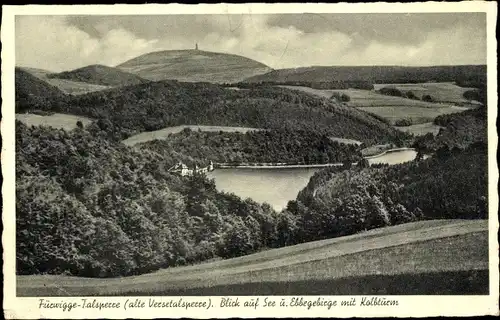 Ak Schalksmühle im Sauerland, Fürwigge Talsperre, See und Ebbegebirge mit Kolbturm