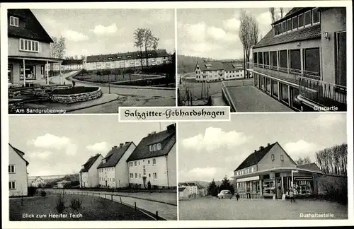 Ak Gebhardshagen Salzgitter in Niedersachsen, Am Sandgrubenweg, Heerter Teich, Bushaltestelle