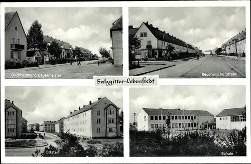 Ak Lebenstedt Salzgitter in Niedersachsen, Buchhandlung Bauermeister, Reppnersche Straße Schule