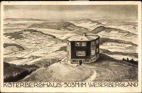 Künstler Ak Held, Köterberg Lügde im Weserbergland, Köterberghaus