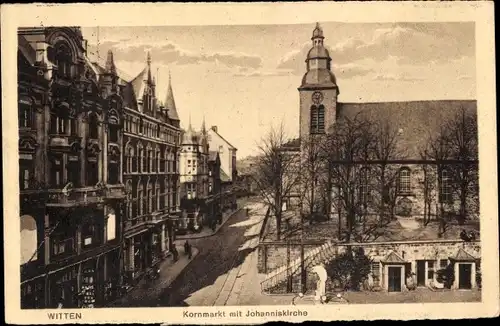 Ak Witten im Ennepe Ruhr Kreis, Kornmarkt mit Johanniskirche