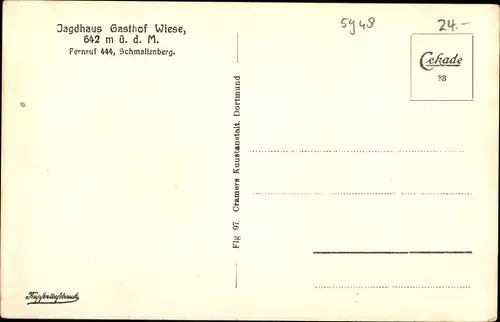 Ak Schmallenberg, Jagdhaus Gasthof Wiese, Kaminzimmer