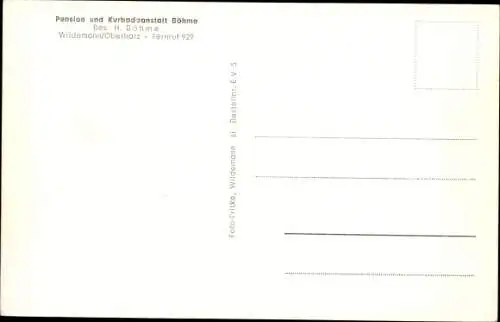 Ak Wildemann Clausthal Zellerfeld im Oberharz, Pension und Kurbadeanstalt Böhme